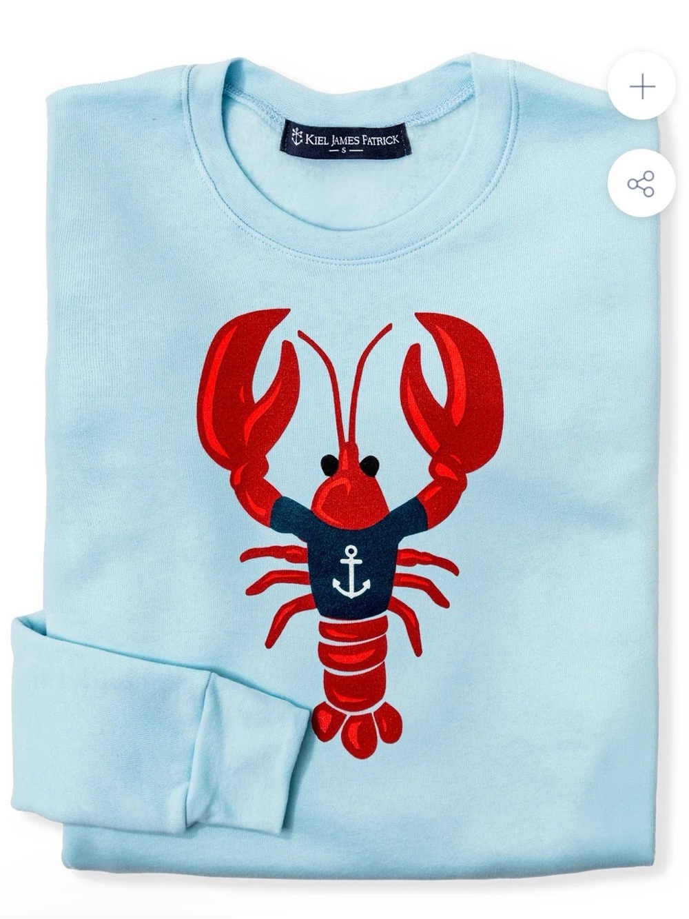 NWT Kiel James Patrick Light Blue Sweatshirt with Red Lobster Small